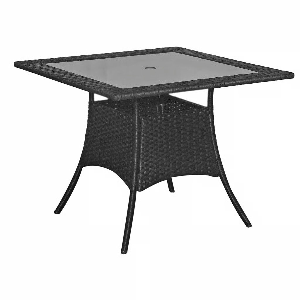 Rattan Square Dining Set with 4 Rattan Chair Black color — photo 3